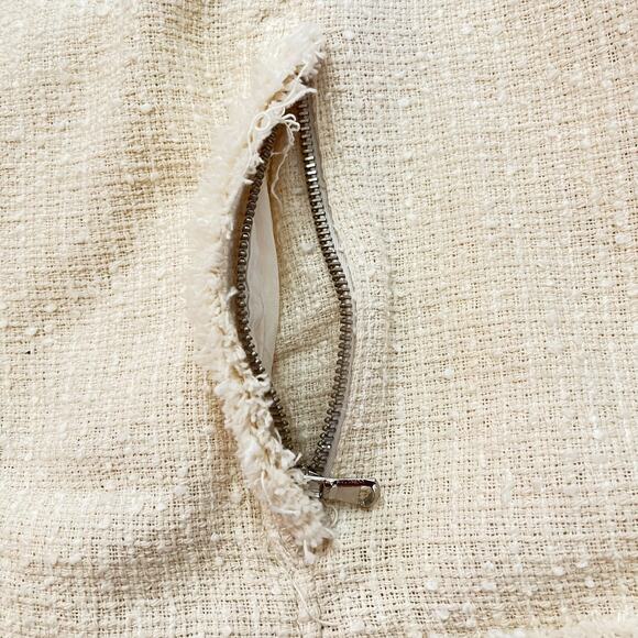 Zara Tweed Frayed Hem Overshirt in Cream Size XXL - Picture 5 of 14